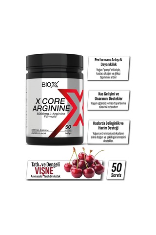 Arginine Vişne Aromalı 500 Gr 50 Servis Amino Asit Arjinin