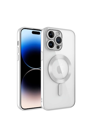 Goocamp Apple Uyumlu iPhone 14 Pro Kamera Korumalı Magsafe Wireless Şarj Özellikli Demre K Gümüş