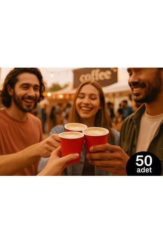 Karton Bardak 8 Oz 50'li Kırmızı Diğer