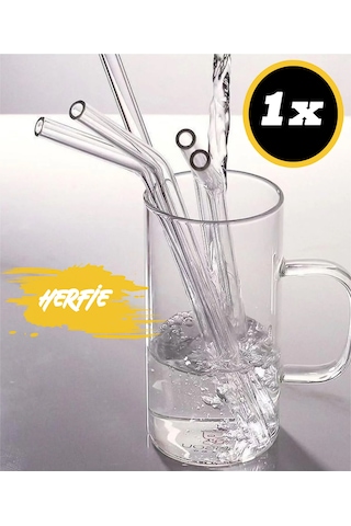 Tekli Eğilimli Cam Pipet Beyaz