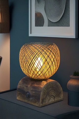 Dilim Ağaç Jüt Abajur Hasır Doğal İskandinav El Yapımı Ahşap Lambader Yatak Oturma Odası Rustik Ahşap