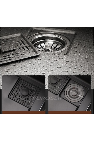 Puroser Teknolojik Mutfak Eviye Seti Siyah Krom Evye Şelale Evye 3 Fonksiyonlu Bataryası Dahil