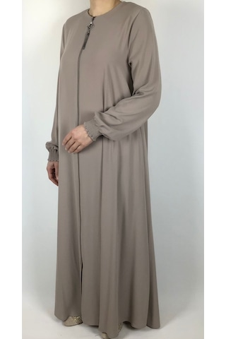 Önü Fermuarlı Gizli Cepli Mevlana Model Ferace Krem
