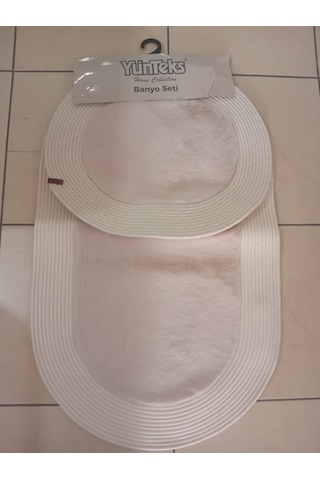 Rabbit Soft Hasır Dekoratif Klozet Takımı / Banyo Paspası / Modern / Şık /lüx / Banyo Halısı Krem