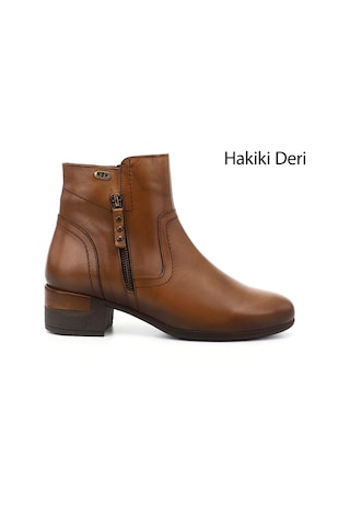 Gönderi(R) Gönderi R Kadın Taba Antik Fermuarlı Kalın Topuklu Hakiki Deri Bot Gkzb13453437 Taba