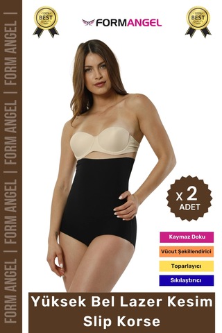 Form Angel Korse 2 Beden İncelten Lazer Kesim İz Göstermeyen Kaymaz Toparlayıcı Yüksek Bel Slip Korse - 2 Adet Siyah Form Angel Korse 2 Beden İncelten Lazer Kesim İz Göstermeyen Kaymaz Toparlayıcı Yüksek Bel Slip Korse - 2 Adet Siyah