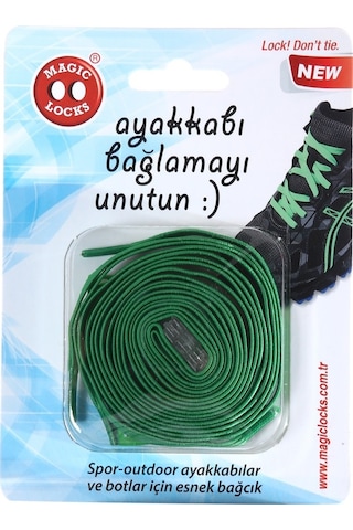 Magic Locks Akılı Elastik Yassı Bağcık-Yeşil Yeşil