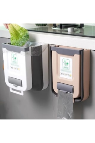 Zhlhome Katlanabilir Mutfak Çöp Kovası Torba Hazneli Beyaz