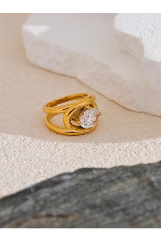 Eetit Parlak Aaa Kübik Zirkonya Paslanmaz Çelik Altın Renk Pvd Kaplama Yüzük Mizaç Moda Kadın Moda Parmak Takı Hediye 8 Altın