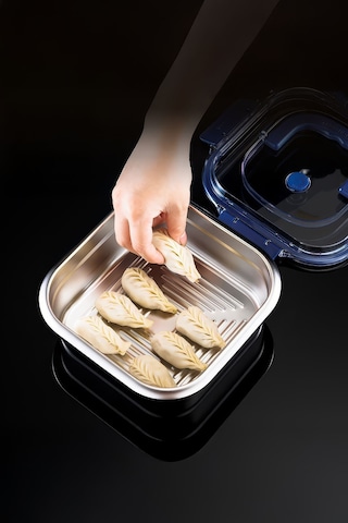 Chavin Çelik 1250 Ml Kilitli Yemek Meyve Et Buzdolabı Beslenme Saklama Kabı Mt106 Gri