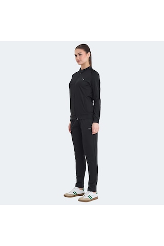 Slazenger RONA Kadın Fermuarlı Dik Yaka Cepli Siyah Eşofman Takımı