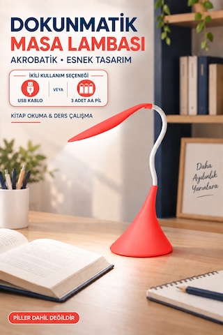 Dokunmatik Led Masa Lambası Dimmerli Esnek Akrobatik Kitap Okuma Ders Çalışma Pilli & Usb Kablolu Kullanım Pembe Dokunmatik Led Masa Lambası Dimmerli Esnek Akrobatik Kitap Okuma Ders Çalışma Pilli & Usb Kablolu Kullanım Pembe