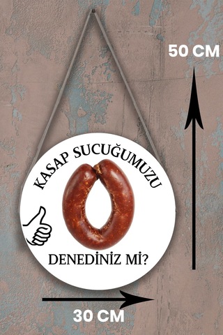 Kasap Dükkanı Cam Kapı Pano Karşılama Tabelası, Kasap İç Mekan İçin Askılı Dükkan Süs Tablo Dekoru