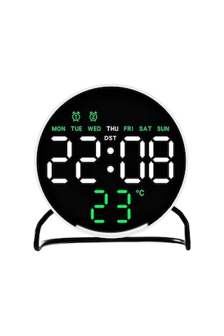 Valkyrie Led Dijital Masa Saati Alarm Sıcaklık Takvim Göstergeli Usb Gece Işıklı Masa Saati Çift Alarm Beyaz