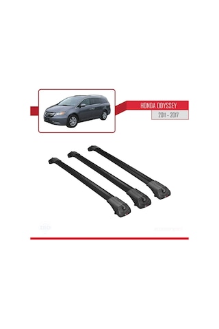 Honda Odyssey 2011-2017 Arası İle Uyumlu Ace-1 Ara Atkı Tavan Barı Siyah 3 Adet Bar