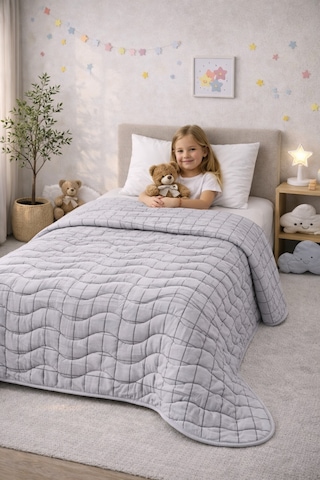 Laila Kapitone Pamuklu Tek Kişilik 160 X 230 Cm Pike Gri