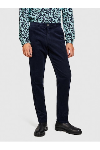 Sisley %100 Koton Slim Fit Fitilli Kadife Pantolon Erkek Lacivert T-shirt - 323a4sfrsf03d