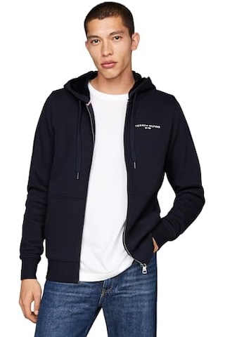 Tommy Hilfiger Fermuarlı Kapşonlu Sweatshirt Siyah