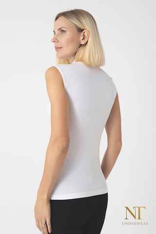 Nt Underwear Kadın Bambu Balıkçı Yaka Sıfır Kol Body Hafif, Rahat Ve Şık Beyaz