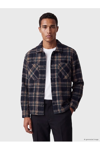 Lcw Vision Lacivert Regular Fit Ekose Erkek Gömlek Ceket