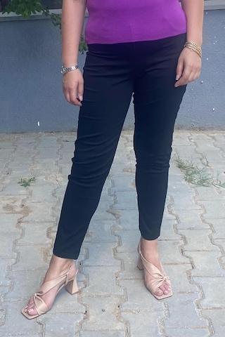 Kadın Siyah Boru Paça Pantolon Siyah