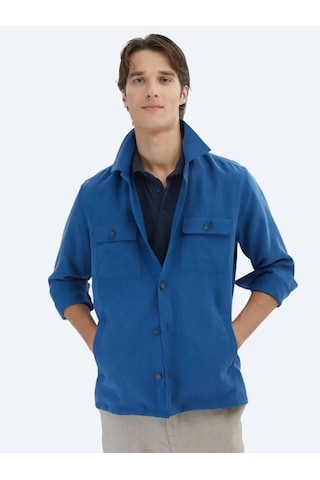 Kip İndigo Regular Fit Dokuma Overshırt İndigo
