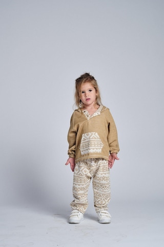 Etnik Desen Kanguru Cepli 2 Li Takım Bej