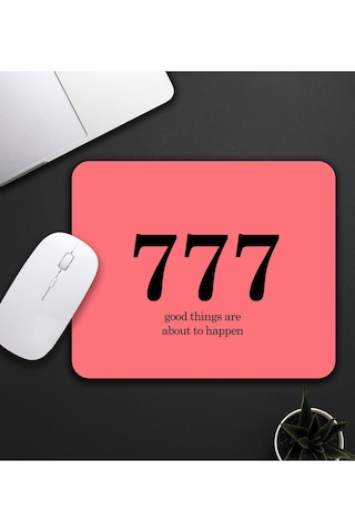777 Olumlama Baskılı Mouse Pad 23x19cm Fare Altlığı Kaydırmaz Taban Mousepad