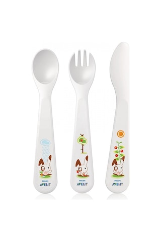 Avent Çatal. Kaşık Ve Bıçak Seti 18Ay+ Beyaz