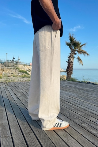 Flaw Bel Lastikli Rahat Keten Pantolon Taş Rengi Taş Rengi