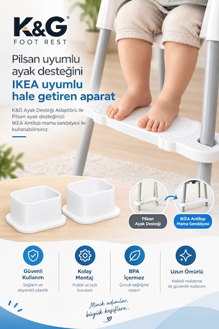 K&g Mama Sandalyesi Ayak Desteği Adaptörü Antilop, Faros Orzo, Baby Plus Star Uyumlu 2 Adet K&g Mama Sandalyesi Ayak Desteği Adaptörü Antilop, Faros Orzo, Baby Plus Star Uyumlu 2 Adet