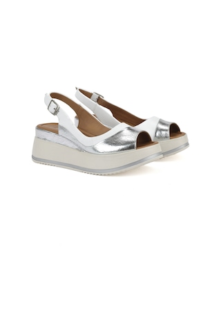 Ziya, Kadın Hakiki Deri Dolgu Topuk Sandalet 151992z50020 Beyaz 151992z50020 500 Beyaz