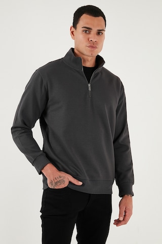 Buratti Pamuklu Regular Fit Yarım Fermuarlı Dik Yaka Erkek Sweat 5905470 Antrasit
