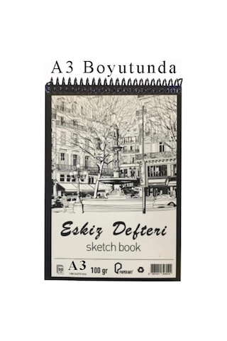 Eskiz Defteri A3 Spralli 50 Yaprak 1 Adet 100 Gr 297x420 Mm Sketch Book Üstten Açılmalı Ezkiz Defteri