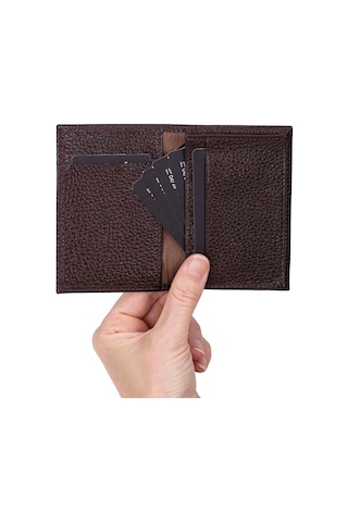 Bloominbag Bloomcard Verta Chestnut Brown Hakiki Deri Dikey Kartlık kahverengi