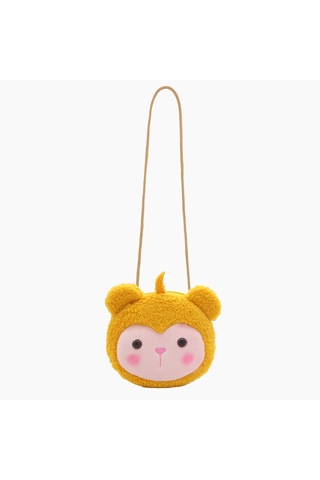 Peluş Trend Çocuk Ayı Kedi Çapraz Askılı Çanta - Sarı Pembe Sarı - Pembe