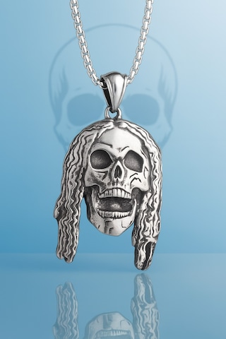 Paslanmaz Çelik Kafatası Rock Tarzı Motorcu Ve Biker Erkek Kolye