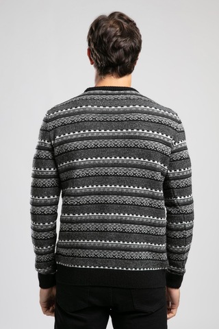 Miguel Erkek O Yaka Kazak Siyah-antrasit Desenli-21055 Siyah - Antrasit