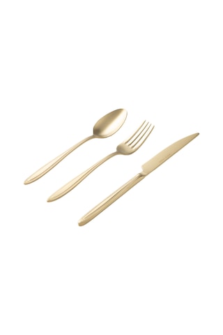 Mudo Home Essen 18 Parça Tatlı Çatal Kaşık Bıçak Seti Mat Gold Altın