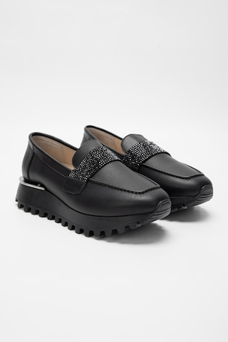 Valmenti Kadın Siyah Hakiki Deri Loafer Ayakkabı 923 V-102 Bn Ayk Sk23/24