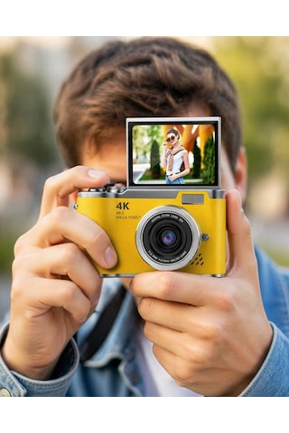 48 Mp 4k Dijital Kamera Flip Ekranlı Vlog Selfie Çekim Profesyonel Fotoğraf Makinesi Çocuk Kamera