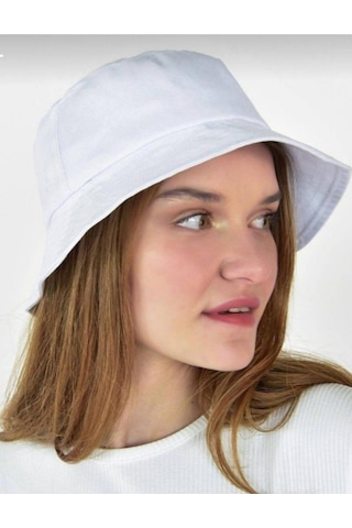 Emirteks Beyaz Unisex Panama Kova Bucket Şapka Beyaz