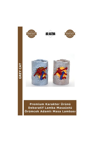 Premium Karakter Ürünü Dekoratif Lamba Masaüstü Örümcek Adamlı Masa Lambası Çok Renkli