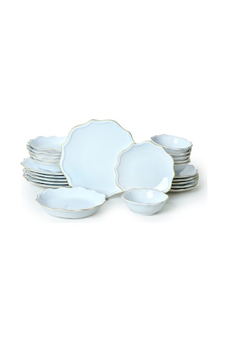 Keramika Beyaz Gold Fileli Romeo Yemek Takımı 24 Parça 6 Kişilik