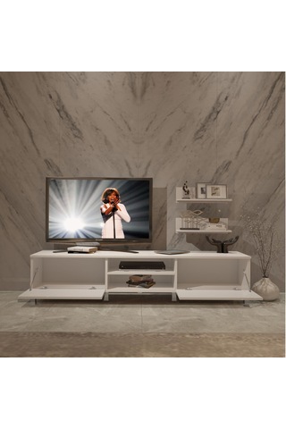 Decoraktiv Eko 4 Slm Dvd Krom Ayaklı Tv Ünitesi Tv Sehpası Beyaz
