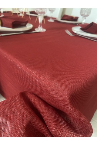 Simli Dertsiz Salon Masa Örtüsü Kırmızı