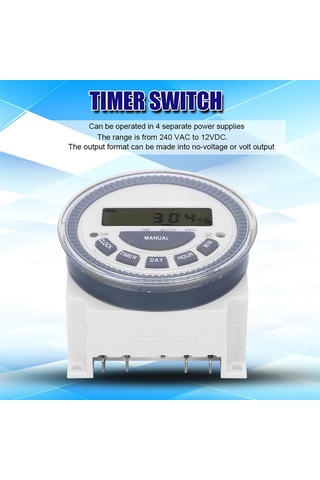 Vkemall Tm619h-2 Lcd Dijital Zaman Kontrol Anahtarı, 4 Güç Kaynağı, 30a Akım, Kesinti Sonrası Program Koruma, 24/12 Saat Seçeneği 12v Dc/ac