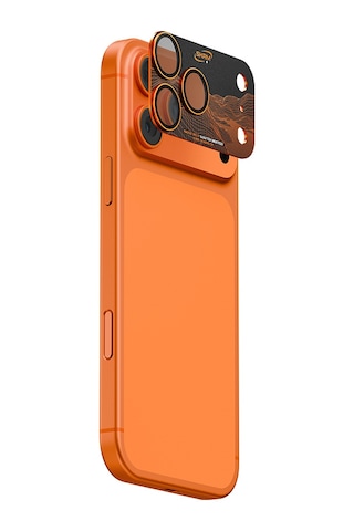 Apple Uyumlu   iPhone 17 Pro Max Skinarma Sonix Serisi Alüminyum Kaplamalı Kamera Lens Koruyucu Turuncu
