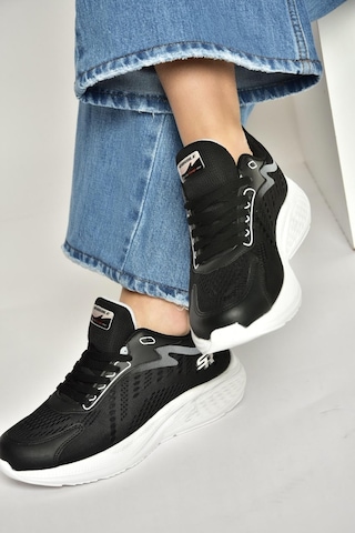 Fox Shoes Y702500804 Siyah Kumaş Kalın Tabanlı Spor Ayakkabı Sneakers Siyah