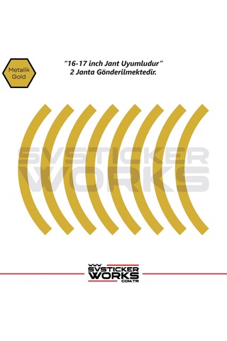 Motosiklet Jant Şeridi Jant Sticker Yarım Kaplama Daire 17-18 İnch Jant Motor Uyumlu Altın